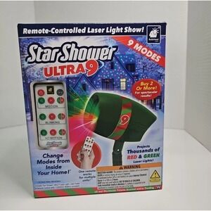 Star Shower Ultra 9 Light Show Christmas Laser Projector Red Green With Remote